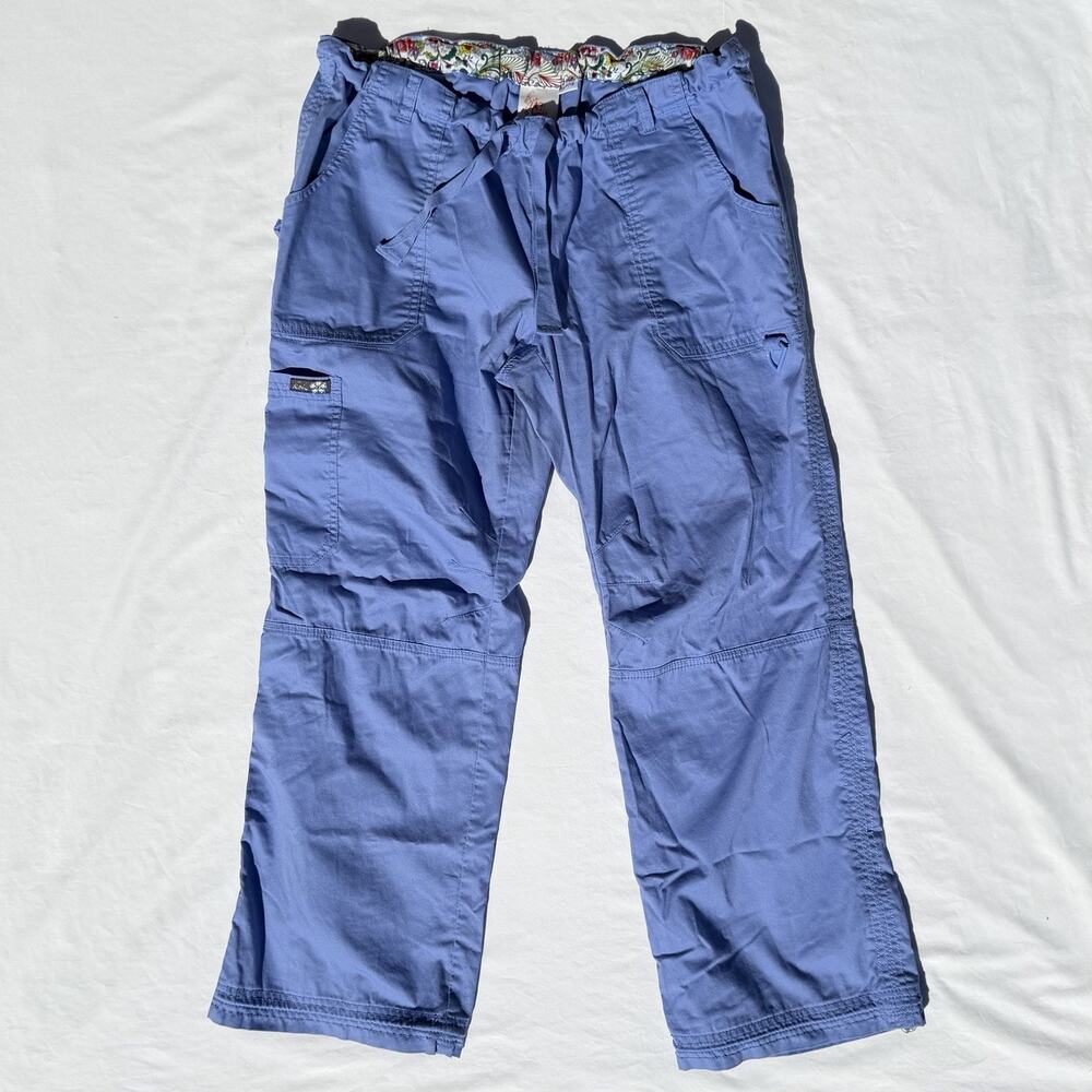 Koi Lindsey Cargo Scrub Pants Womens Large Petite Light Ceil Blue